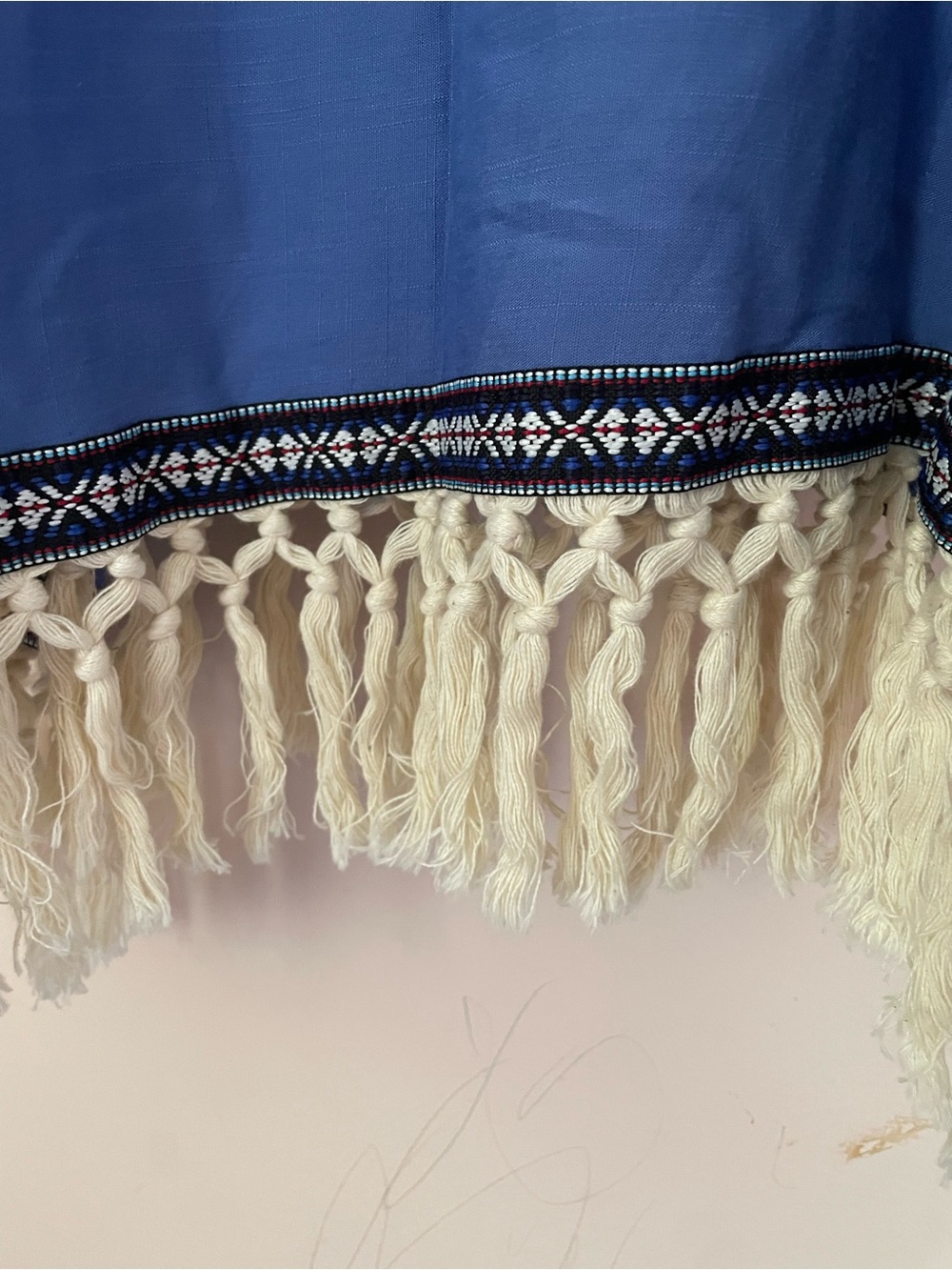 Beach By Exist Blue Midi Dress with Cream Fringe - Picture 3 of 4
